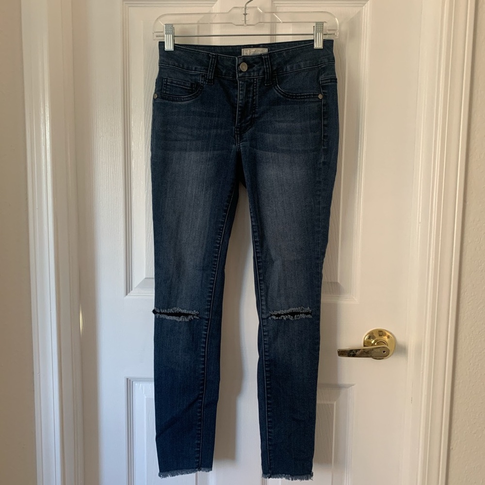 Primark Blue Skinny Jeans with rips at the knees